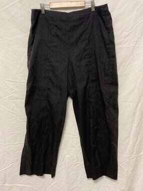 Vince Black Cropped Wide Leg Linen Blend Pants Size 12